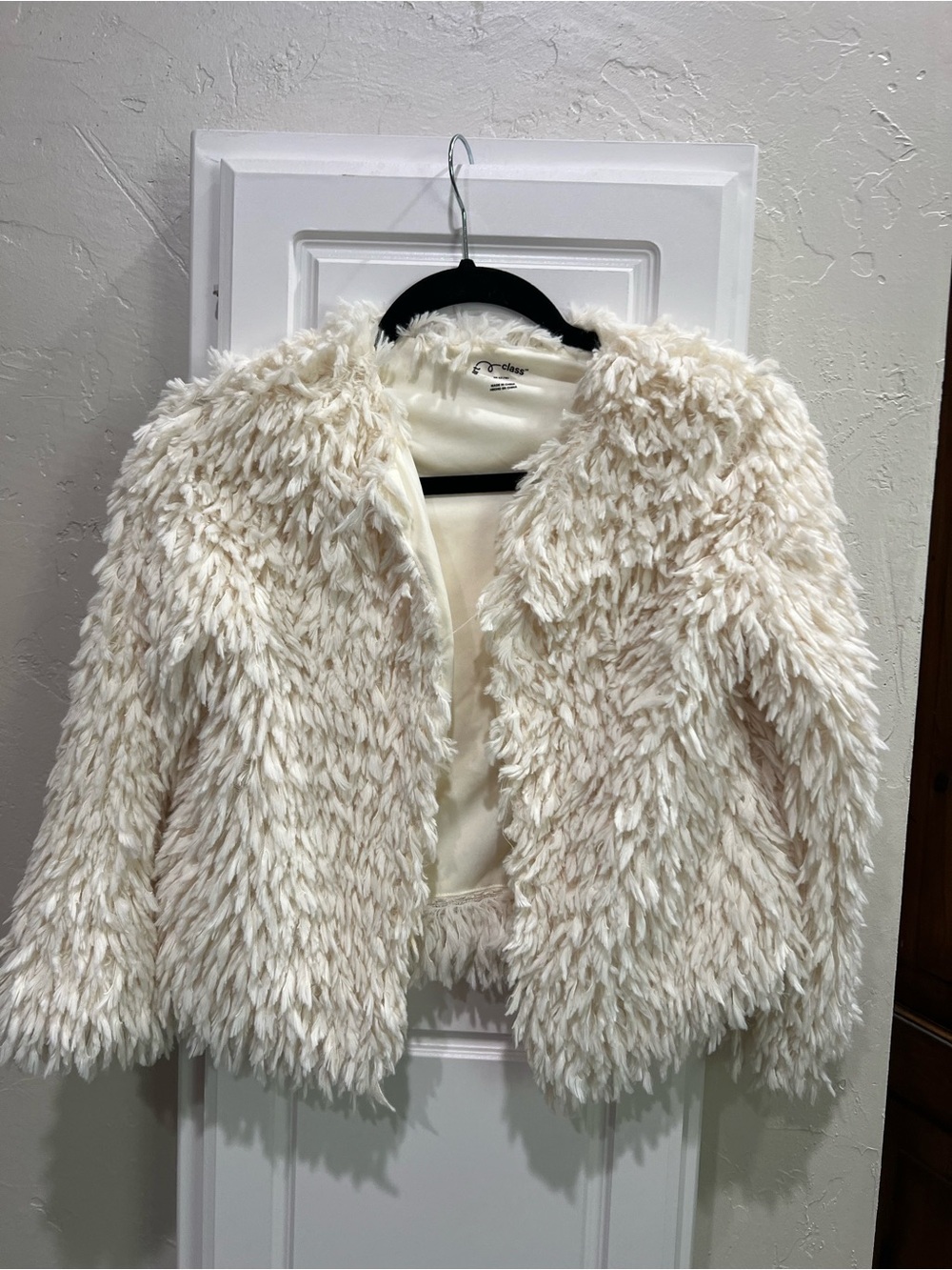 art class Cream Faux Fur Coat Jacket